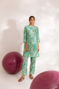 Azure Dreamscape: Blue Modal Silk Abstract Co-ord Set - Hukum Jaipur