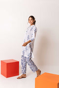 Blossom Bliss: White Cotton Floral Co-ord Set - Hukum Jaipur