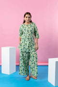 Botanical Green Cotton Co-ord Set: Embrace Nature's Beauty - Hukum Jaipur