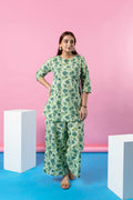 Botanical Green Cotton Co-ord Set: Embrace Nature's Beauty - Hukum Jaipur