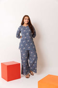 Classic Blue Floral Cotton Co-ord Set - Hukum Jaipur