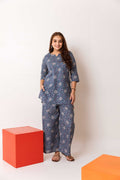 Classic Blue Floral Cotton Co-ord Set - Hukum Jaipur