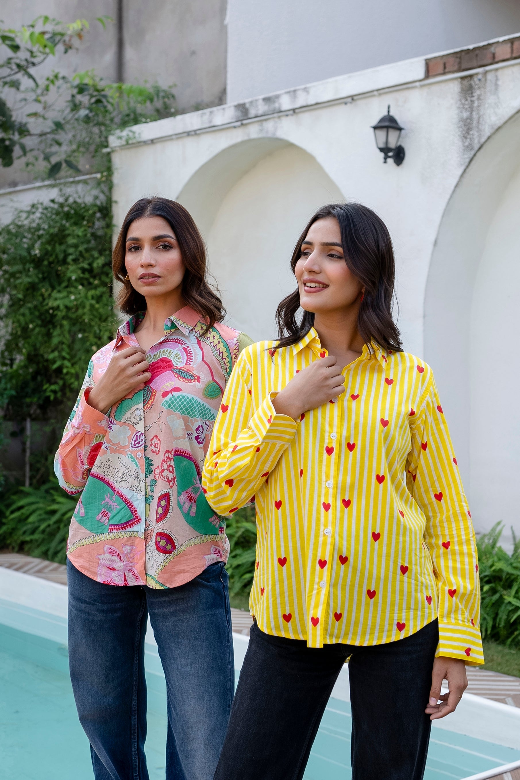 Lemon Love Striped Cotton Shirt - Hukum Jaipur