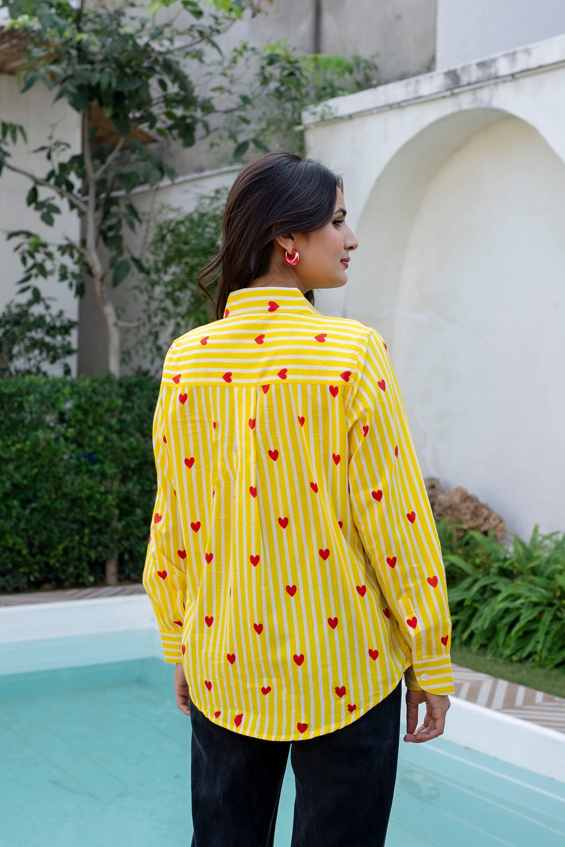 Lemon Love Striped Cotton Shirt - Hukum Jaipur