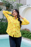 Lemon Love Striped Cotton Shirt - Hukum Jaipur