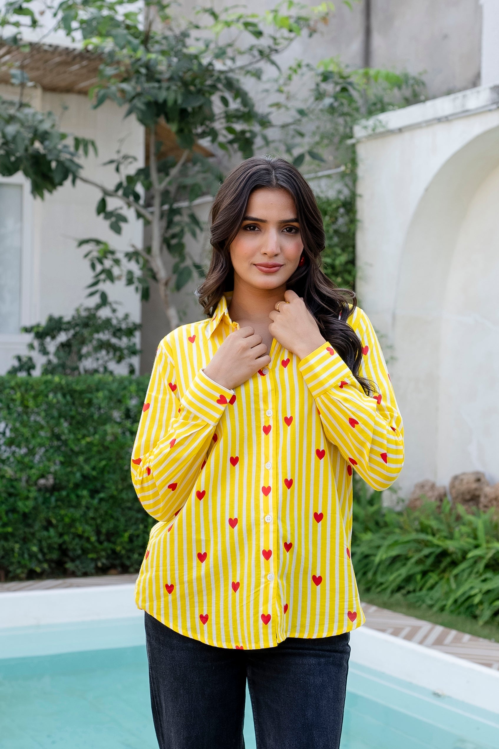 Lemon Love Striped Cotton Shirt - Hukum Jaipur