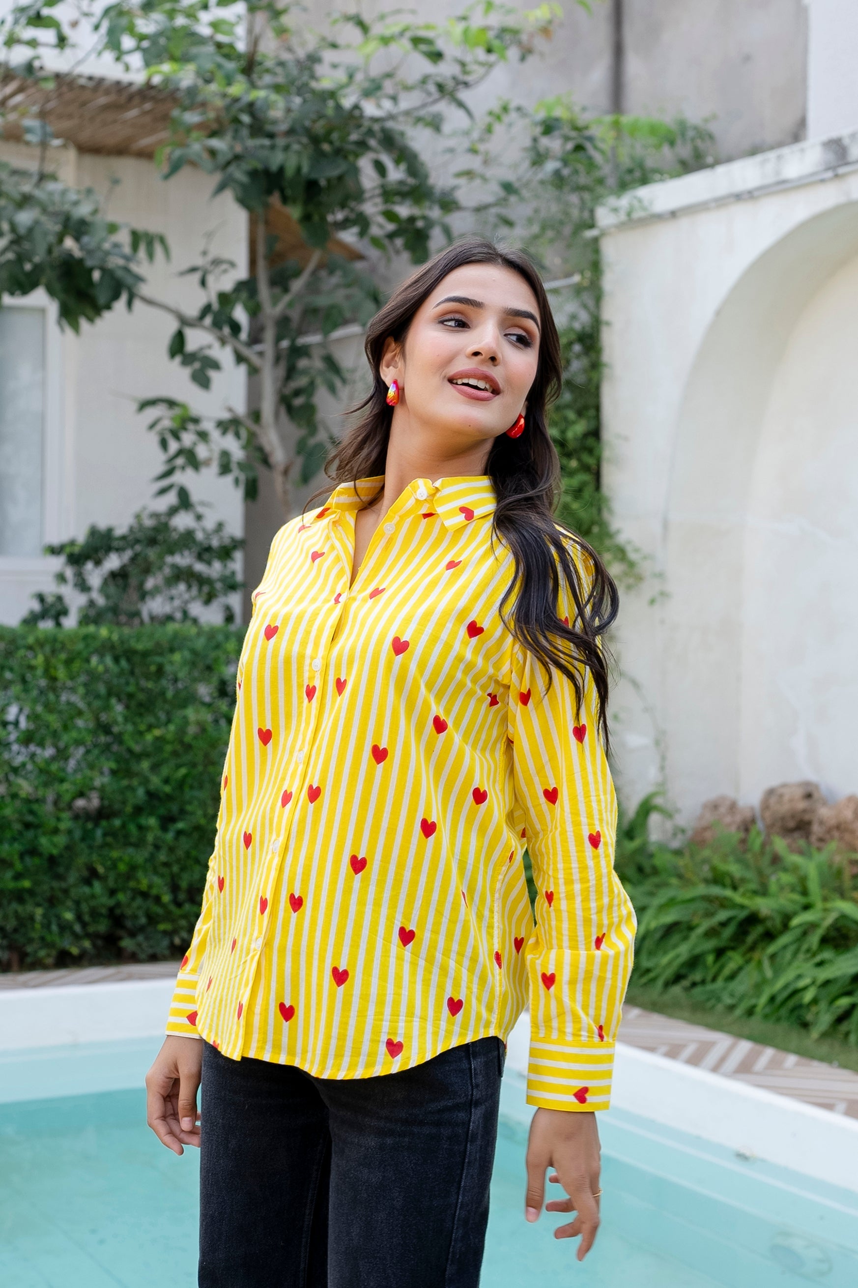 Lemon Love Striped Cotton Shirt - Hukum Jaipur