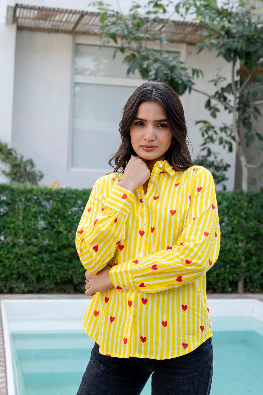 Lemon Love Striped Cotton Shirt - Hukum Jaipur