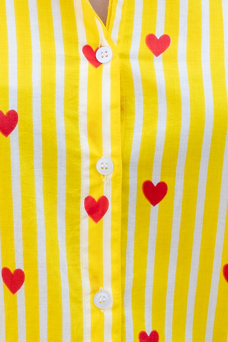 Lemon Love Striped Cotton Shirt - Hukum Jaipur