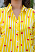Lemon Love Striped Cotton Shirt - Hukum Jaipur