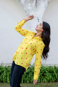 Lemon Love Striped Cotton Shirt - Hukum Jaipur