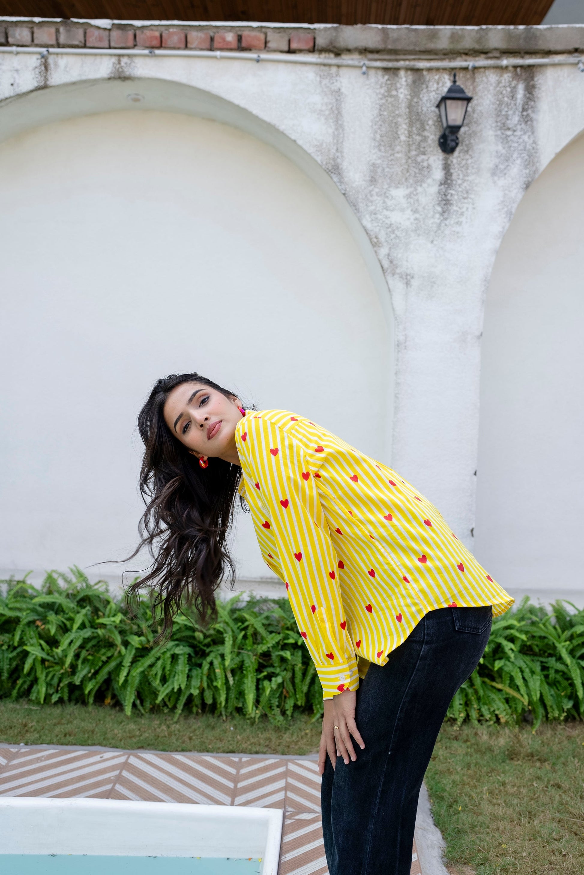 Lemon Love Striped Cotton Shirt - Hukum Jaipur