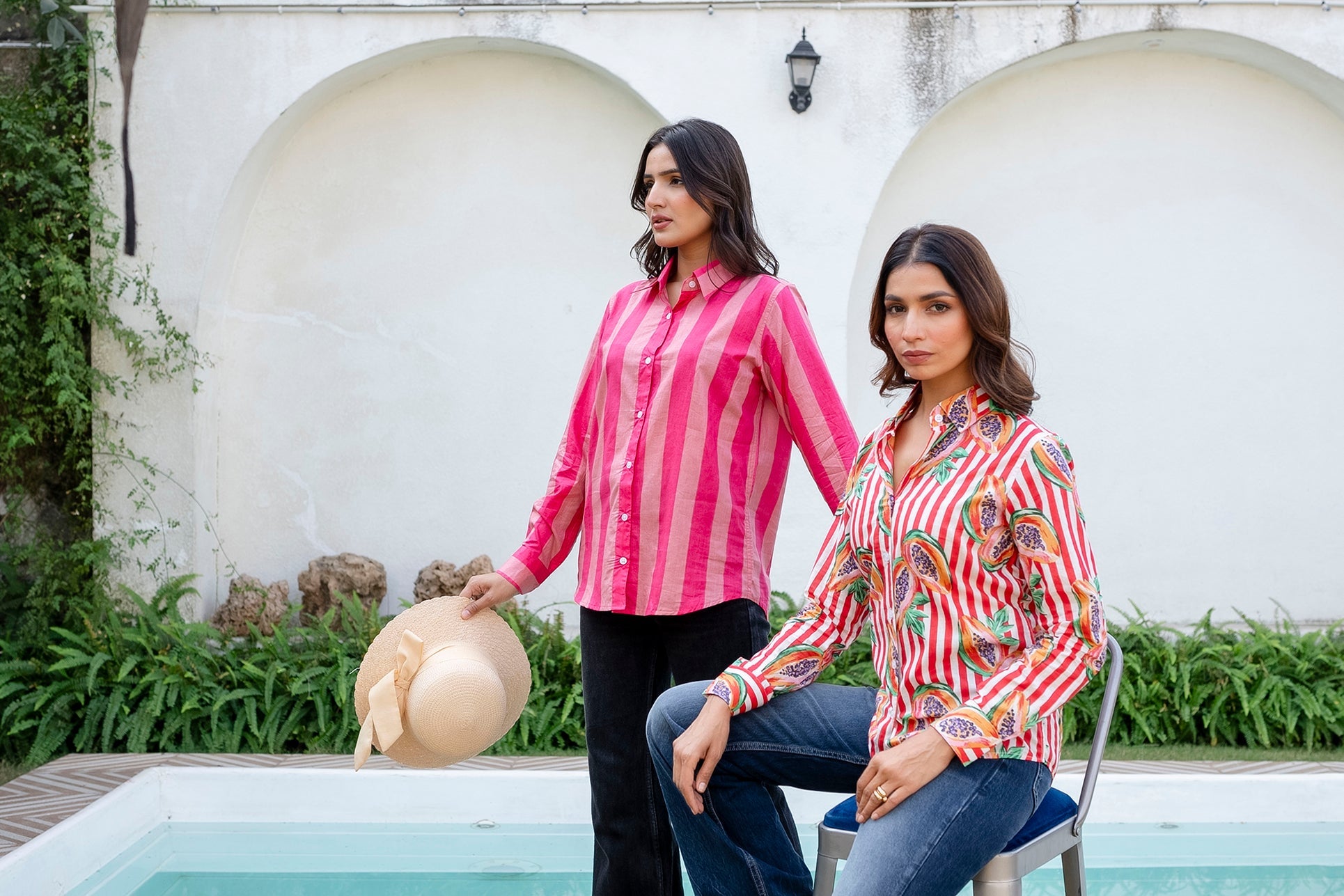 Rose Sorbet Striped Cotton Shirt - Hukum Jaipur