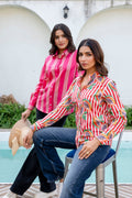 Rose Sorbet Striped Cotton Shirt - Hukum Jaipur