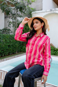 Rose Sorbet Striped Cotton Shirt - Hukum Jaipur