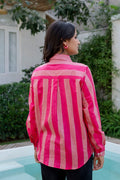 Rose Sorbet Striped Cotton Shirt - Hukum Jaipur