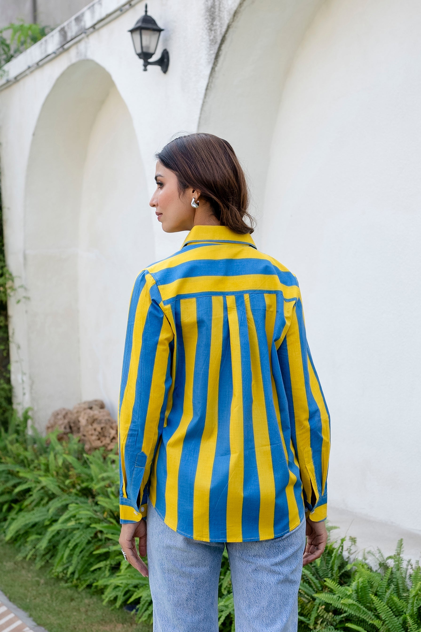 Swedish Summer Striped Cotton Shirt - Hukum Jaipur