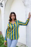 Swedish Summer Striped Cotton Shirt - Hukum Jaipur