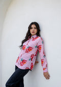 Pomegranate Paradise Striped Cotton Shirt - Hukum Jaipur