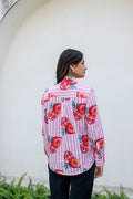 Pomegranate Paradise Striped Cotton Shirt - Hukum Jaipur