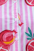 Pomegranate Paradise Striped Cotton Shirt - Hukum Jaipur