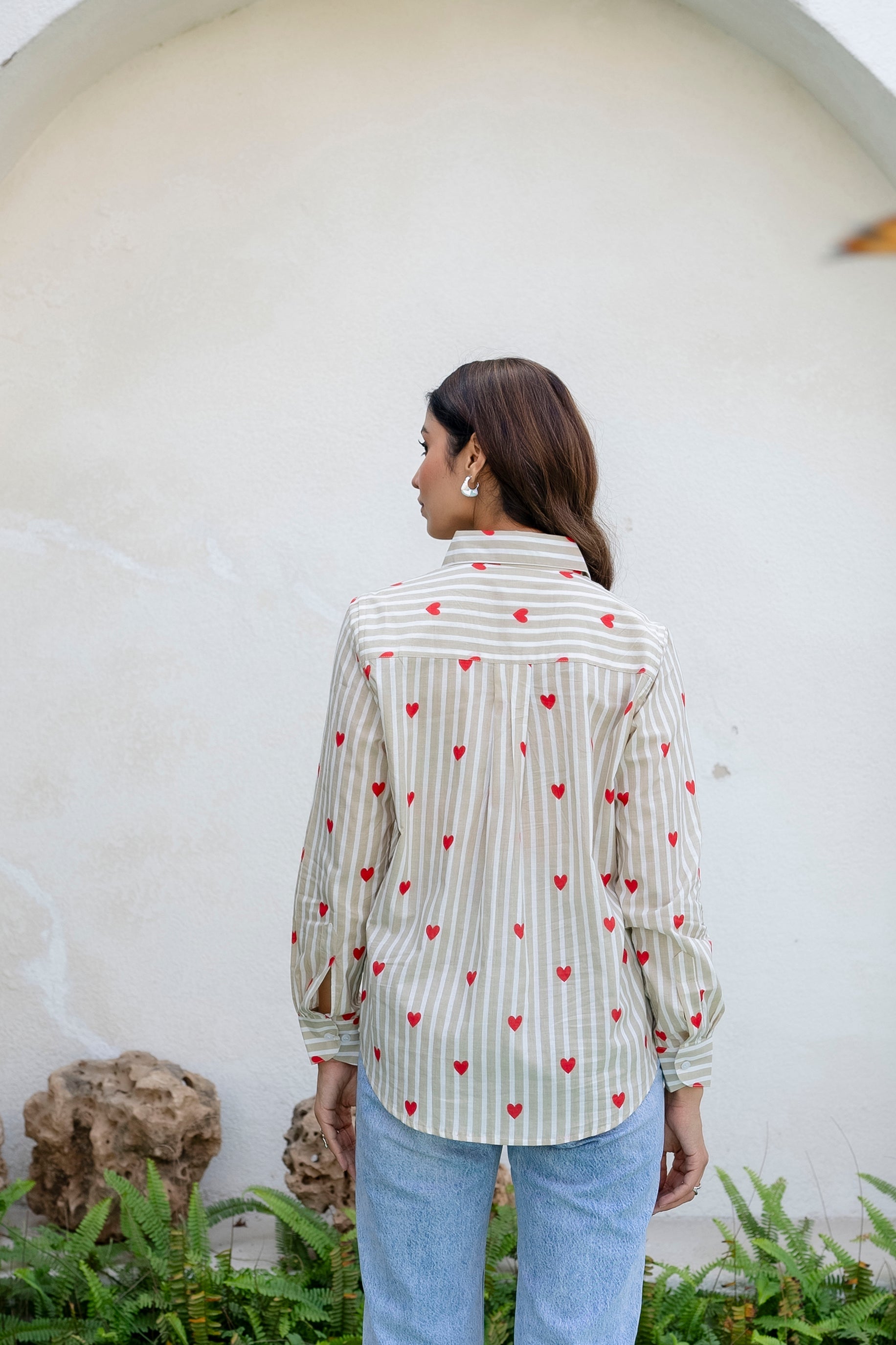 Cupid's Whisper Striped Cotton Shirt - Hukum Jaipur