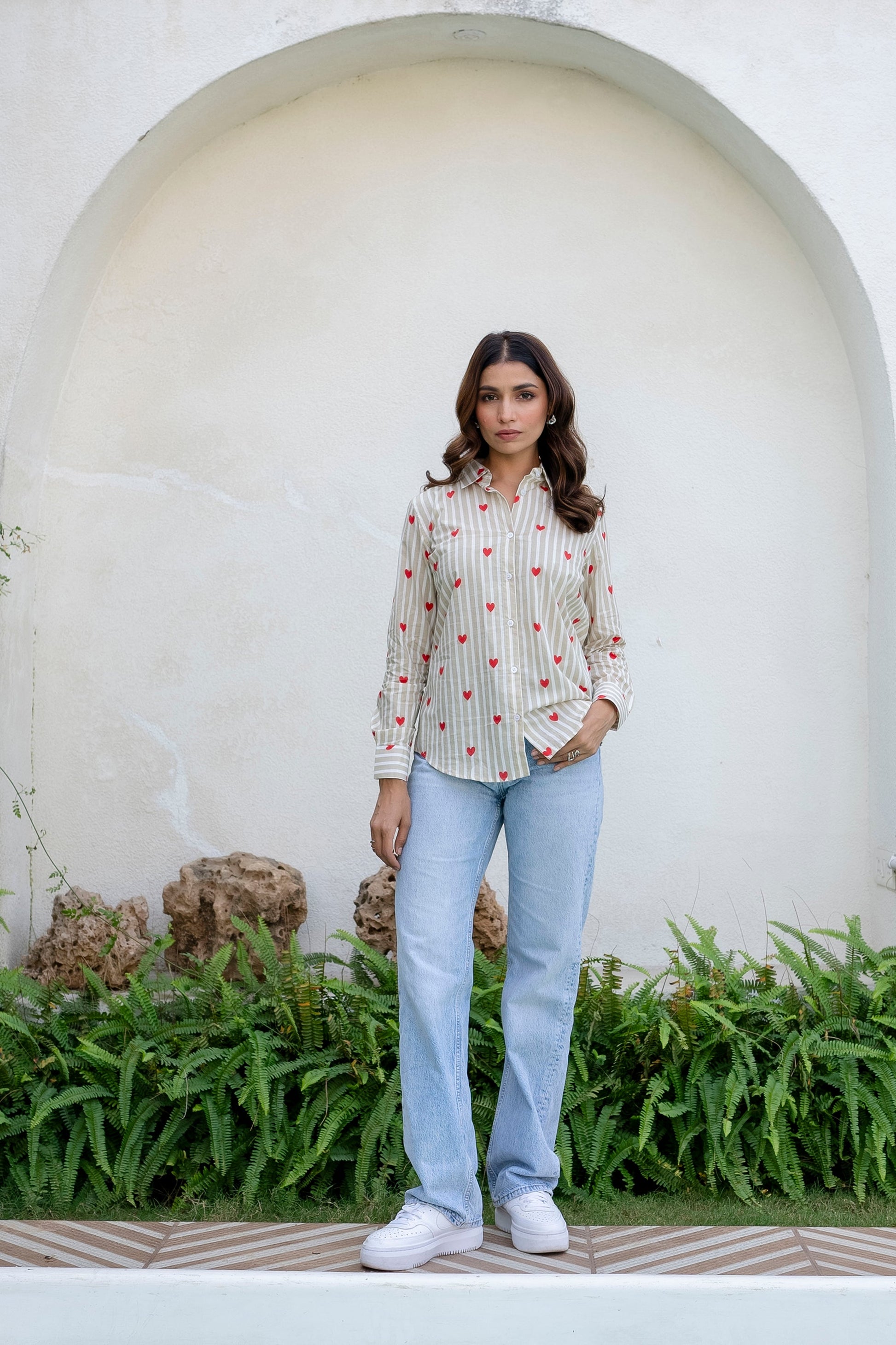 Cupid's Whisper Striped Cotton Shirt - Hukum Jaipur