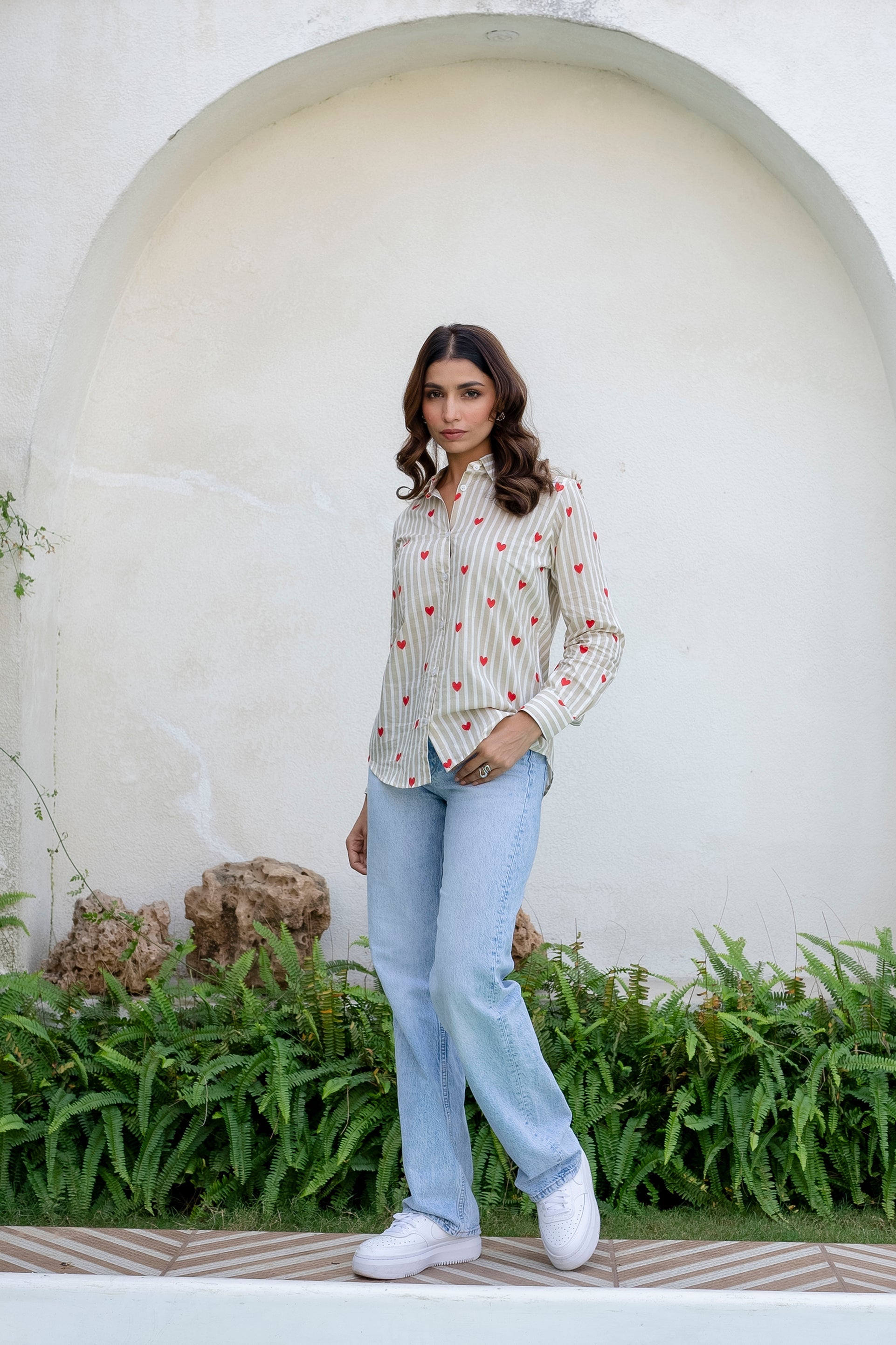 Cupid's Whisper Striped Cotton Shirt - Hukum Jaipur