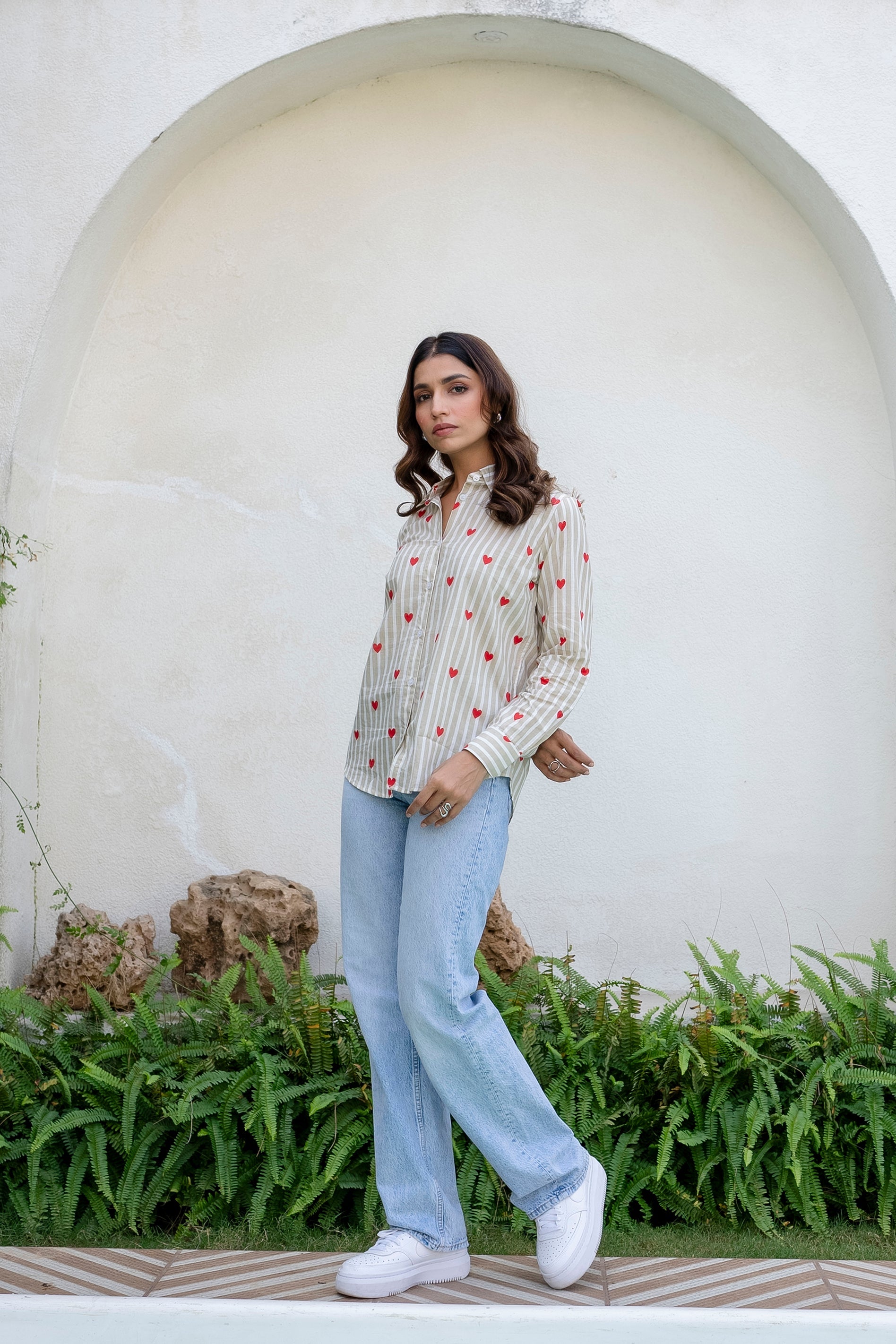 Cupid's Whisper Striped Cotton Shirt - Hukum Jaipur