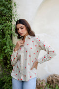 Cupid's Whisper Striped Cotton Shirt - Hukum Jaipur