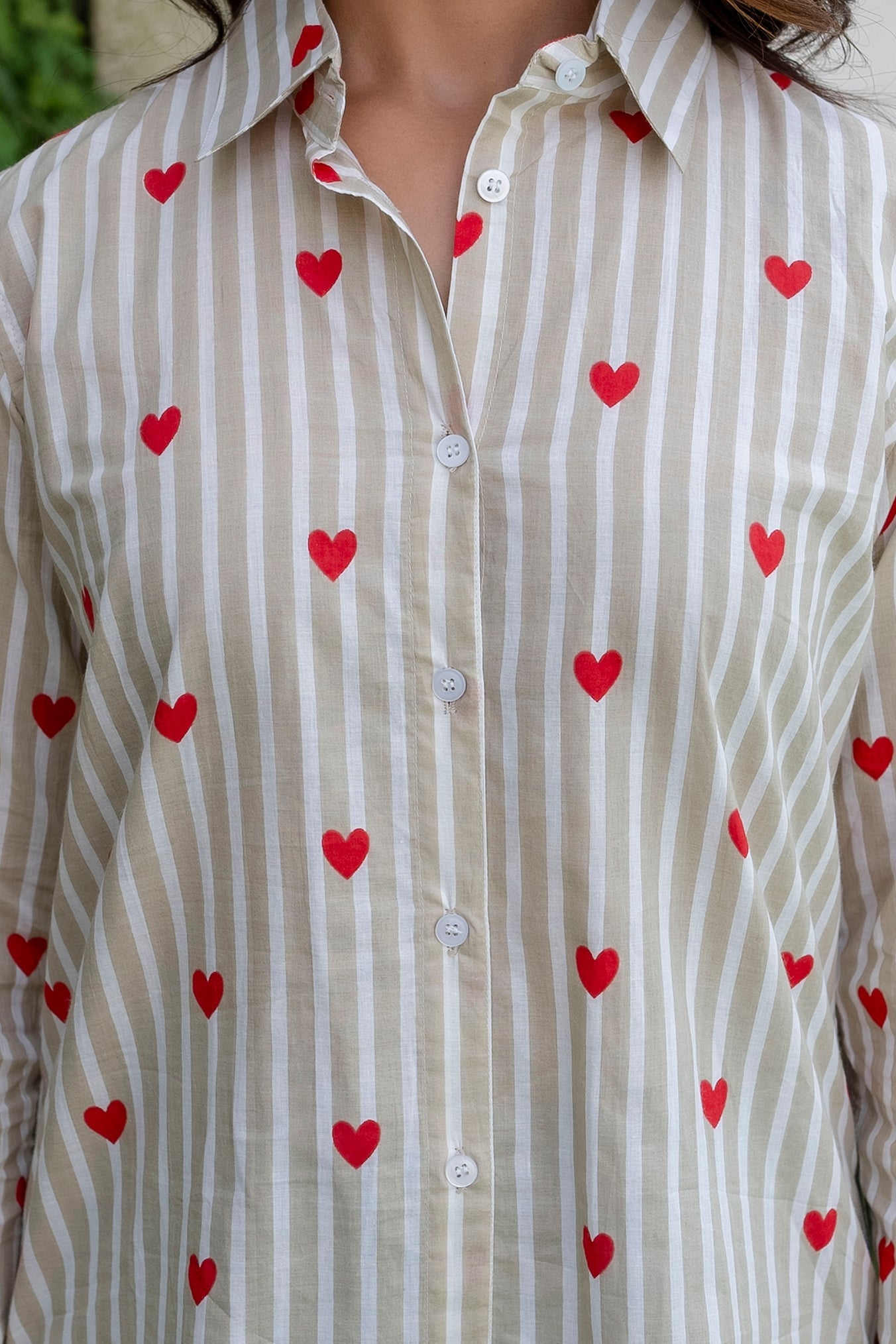 Cupid's Whisper Striped Cotton Shirt - Hukum Jaipur