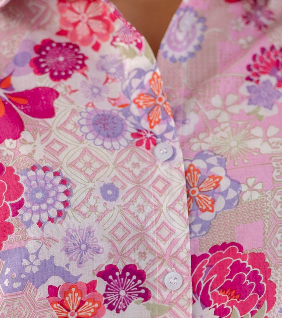 Blossom Lattice Cotton Shirt - Hukum Jaipur