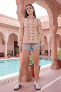Botanical Grace Cream Floral Cotton Shirt | Hukum Jaipur | Regular Fit