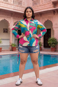Chromatic Geometry Abstract Multi-Color Cotton Shirt | Hukum Jaipur