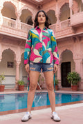 Chromatic Geometry Abstract Multi-Color Cotton Shirt | Hukum Jaipur