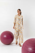 Enchanted Botanicals: Off-White Cotton Flex Co-ord Set - Hukum Jaipur