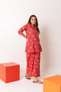 Floral Flare Fusion: Scarlet Blossom Cotton Co-ord - Hukum Jaipur