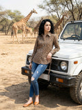 Safari Elegance Leopard Print Brown Cotton Shirt | Hukum Jaipur