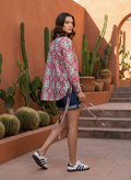 Heritage Harmony Damask Print Pink Cotton Shirt | Hukum Jaipur