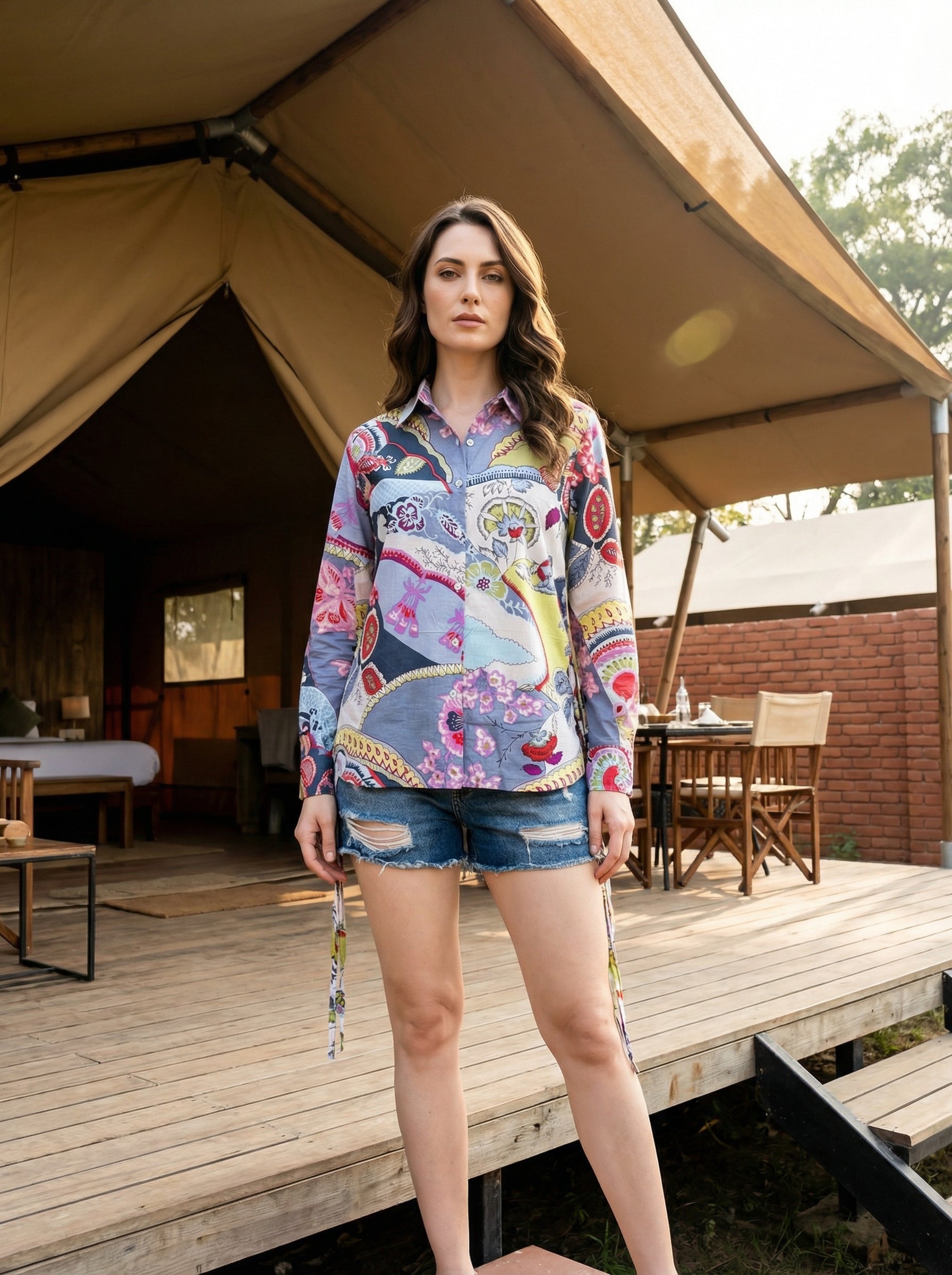 Festival Fusion Patchwork Multi-Color Cotton Shirt | Hukum Jaipur