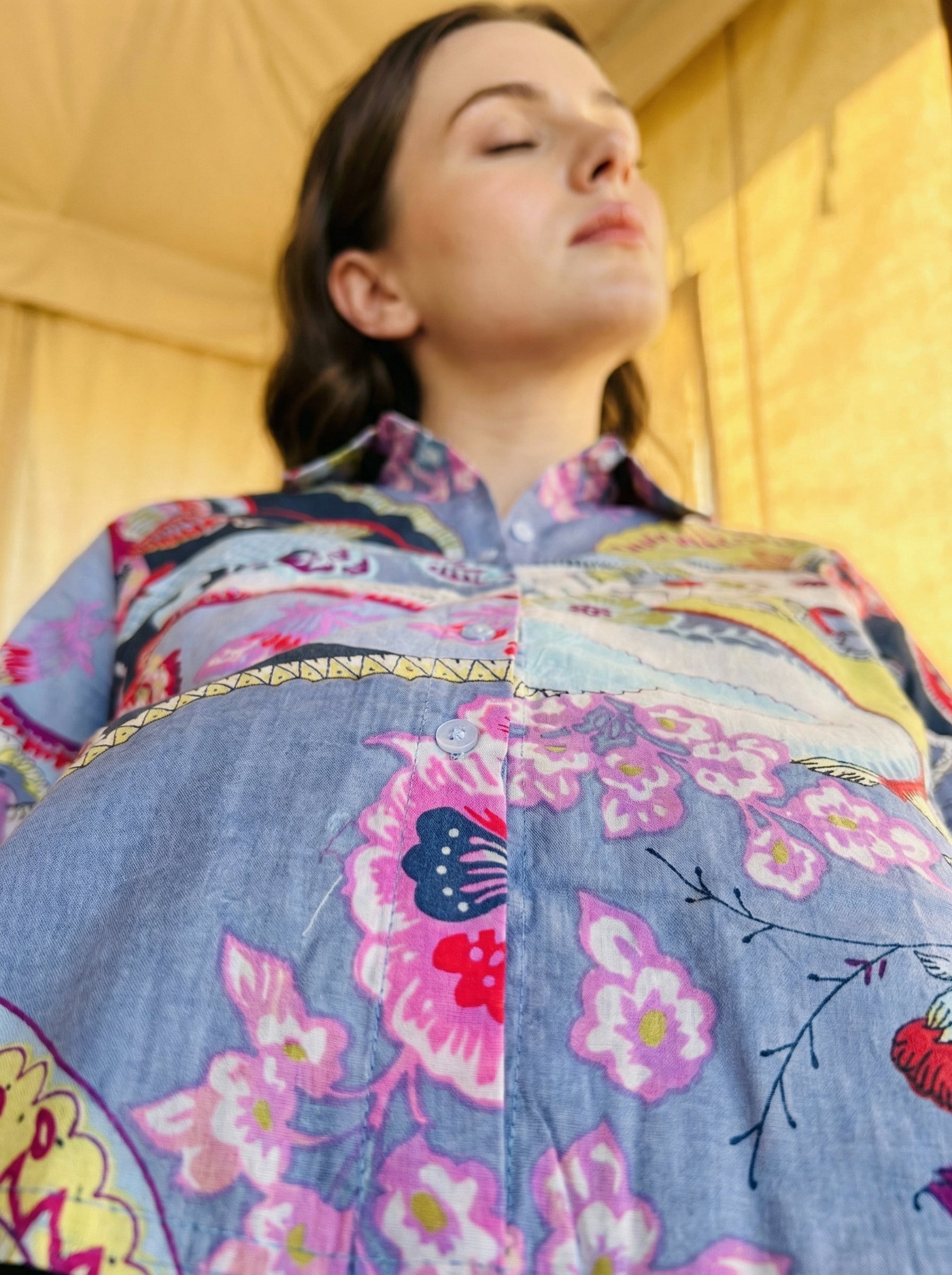 Festival Fusion Patchwork Multi-Color Cotton Shirt | Hukum Jaipur