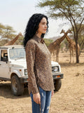 Safari Elegance Leopard Print Brown Cotton Shirt | Hukum Jaipur