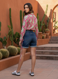 Heritage Harmony Damask Print Pink Cotton Shirt | Hukum Jaipur