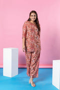 Peachy Dreamscape: Abstract Modal Silk Co-ord Set - Hukum Jaipur