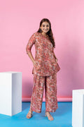 Peachy Dreamscape: Abstract Modal Silk Co-ord Set - Hukum Jaipur